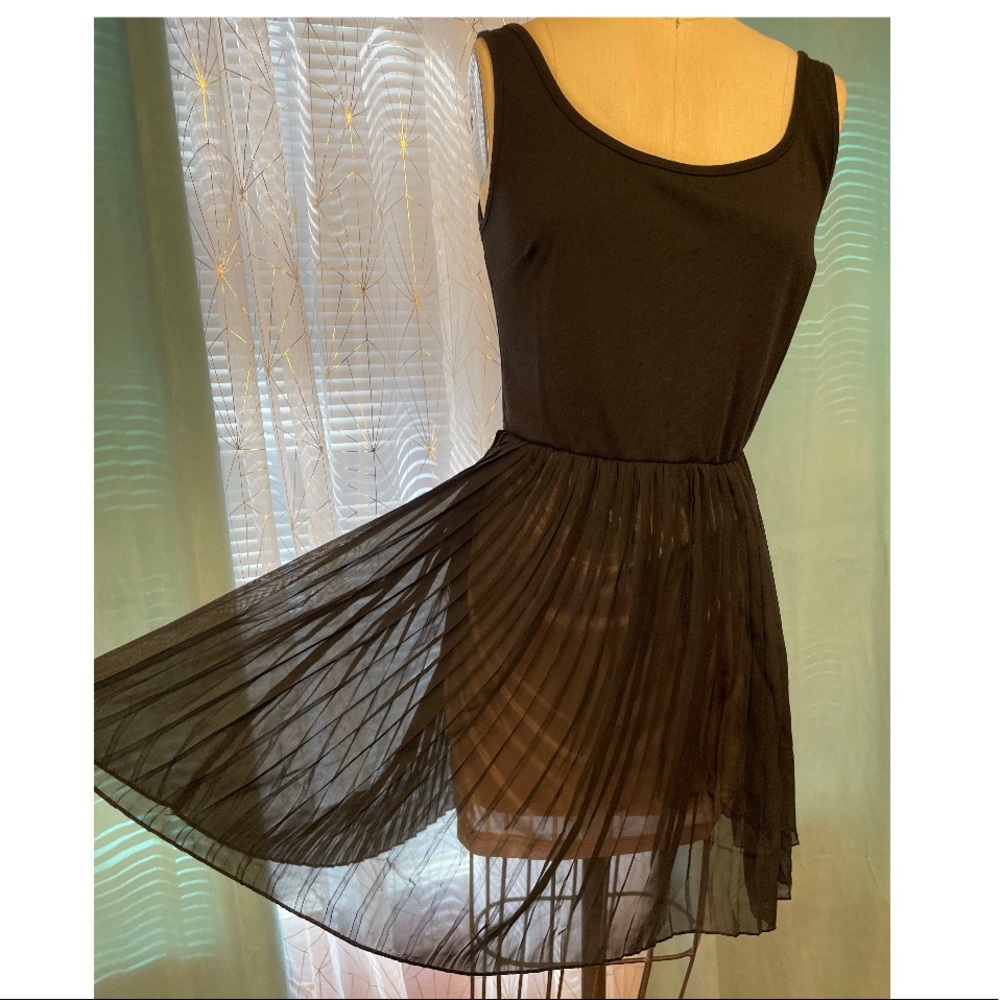 Black dress Small S Mimi chica sheer pleated swing retro gothic babe